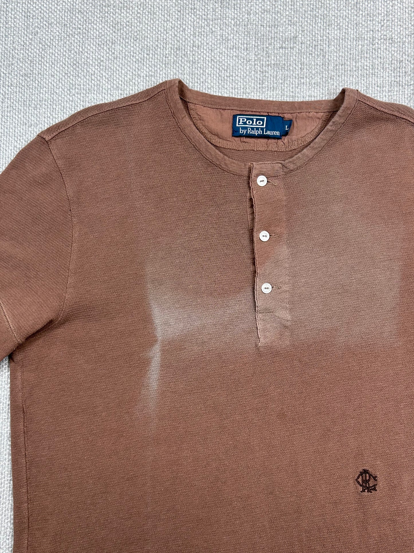 90's Distressed Polo Henley Shirt