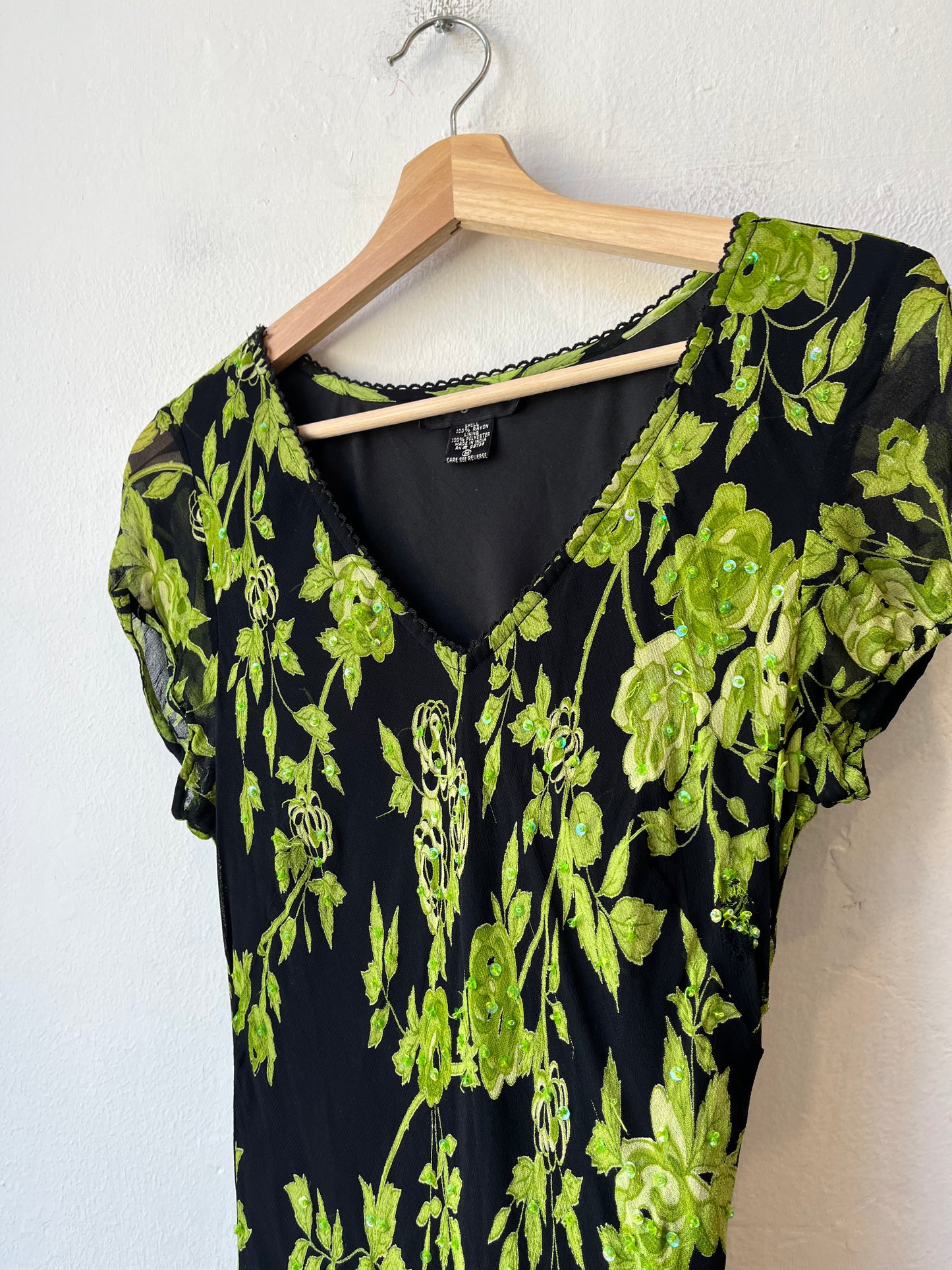 90's Beaded Floral Maxi Dress
