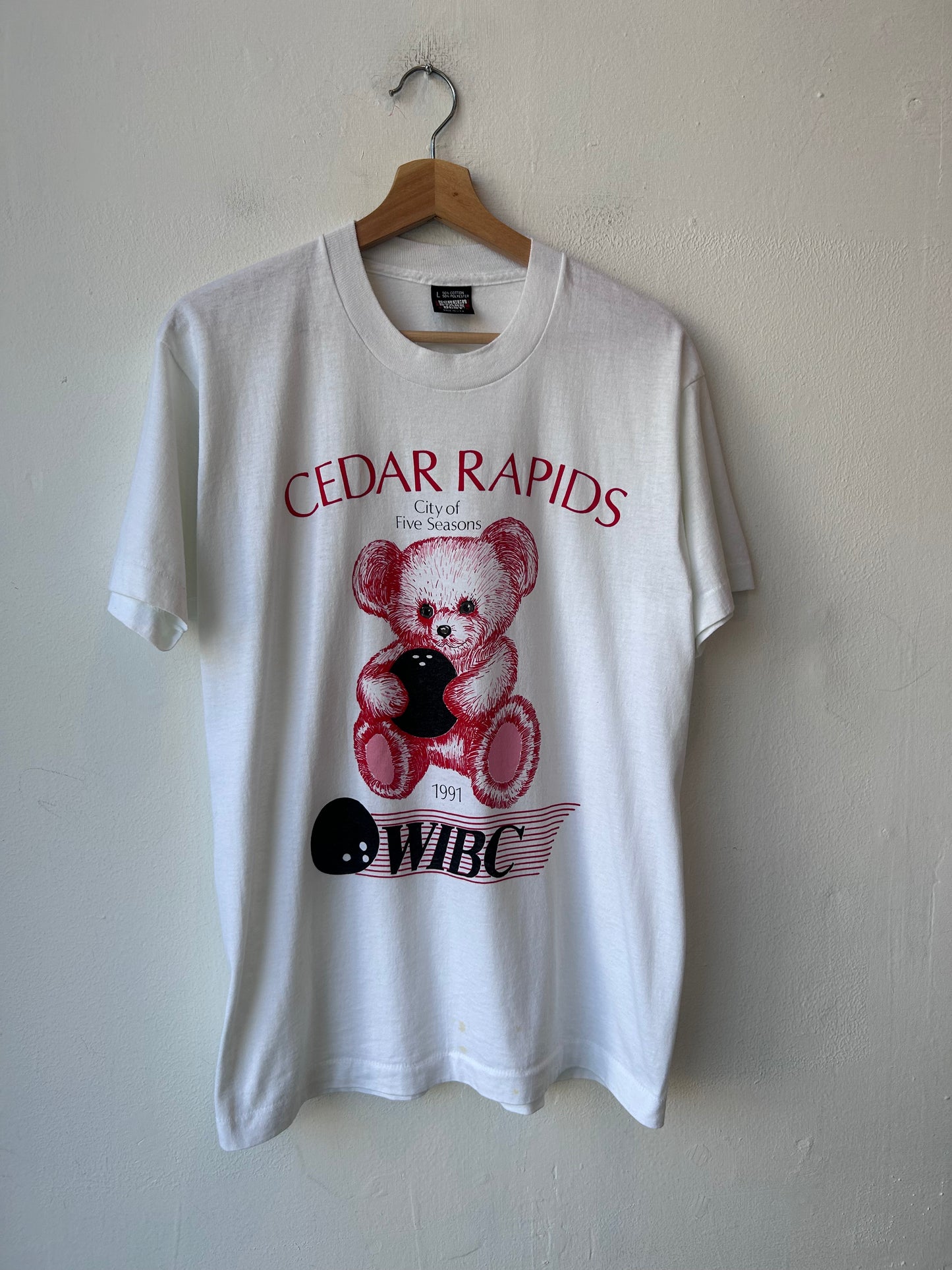 1991 Cedar Rapids Bowling Bear T-Shirt