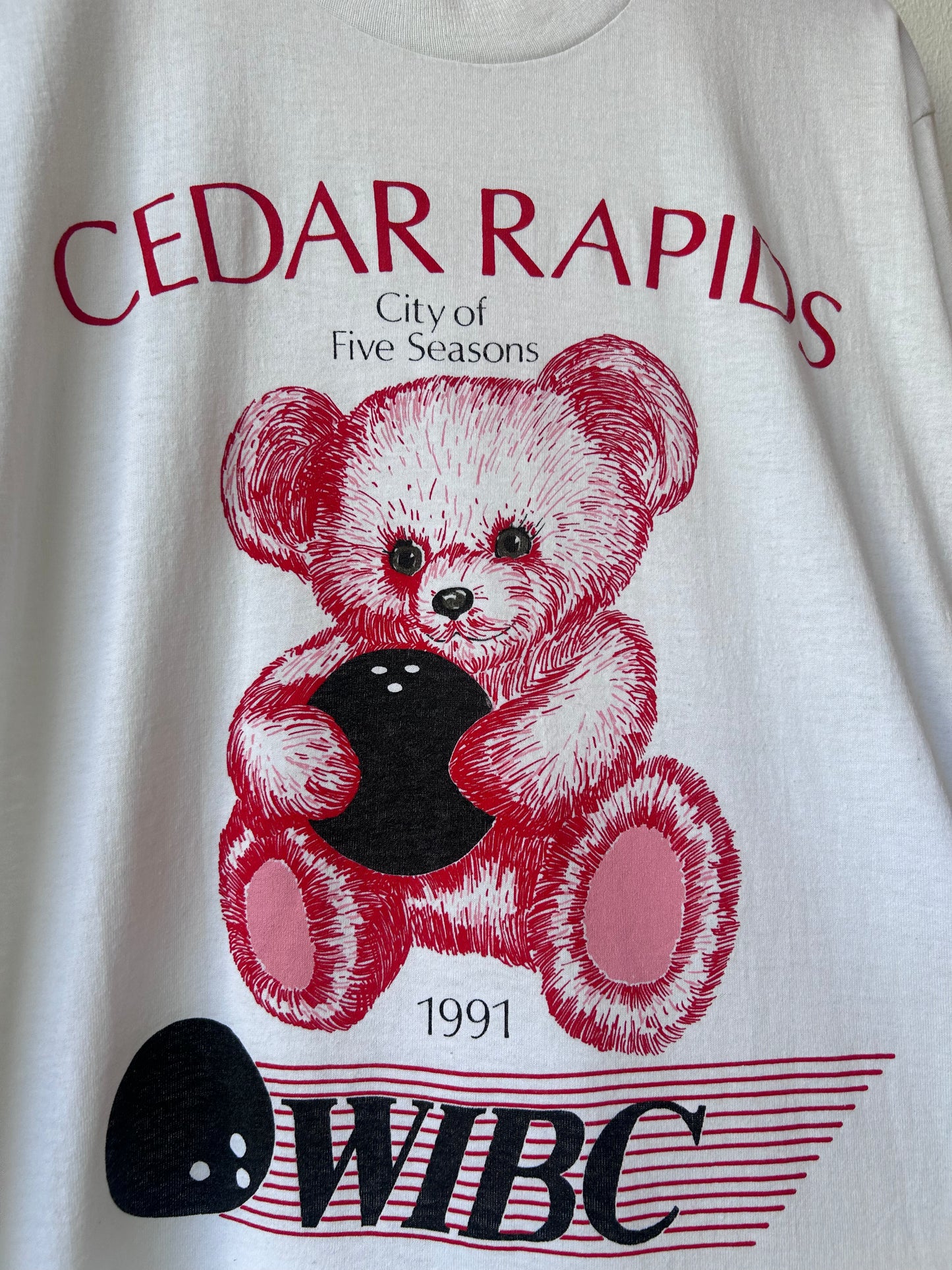 1991 Cedar Rapids Bowling Bear T-Shirt