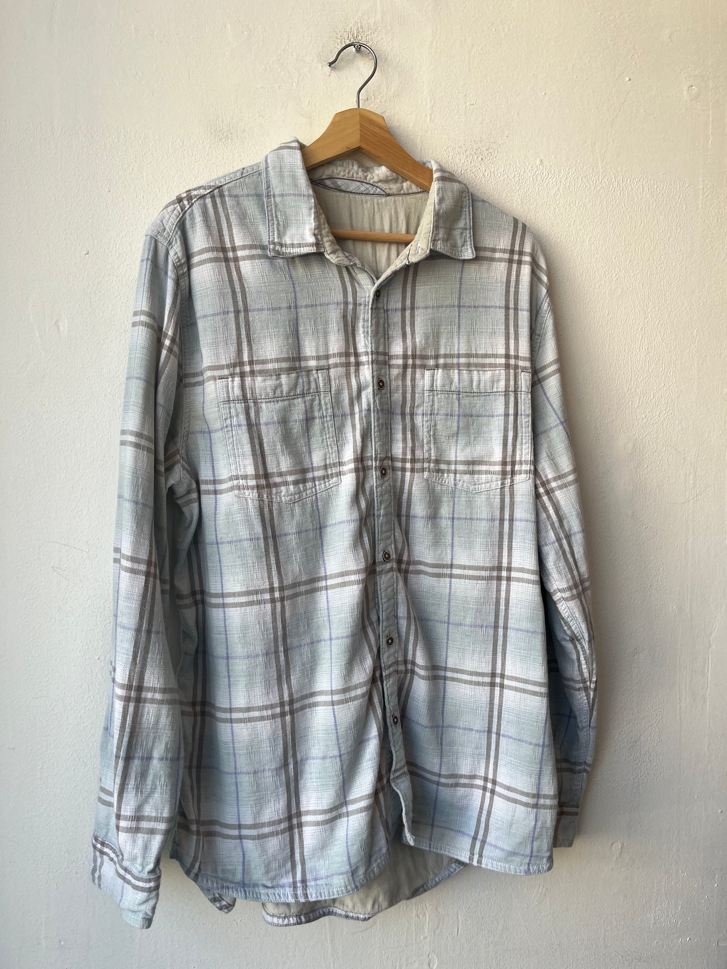 90's Faded Plaid Button Up Shirt