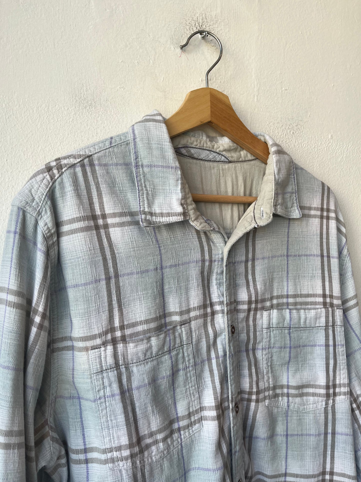 90's Faded Plaid Button Up Shirt