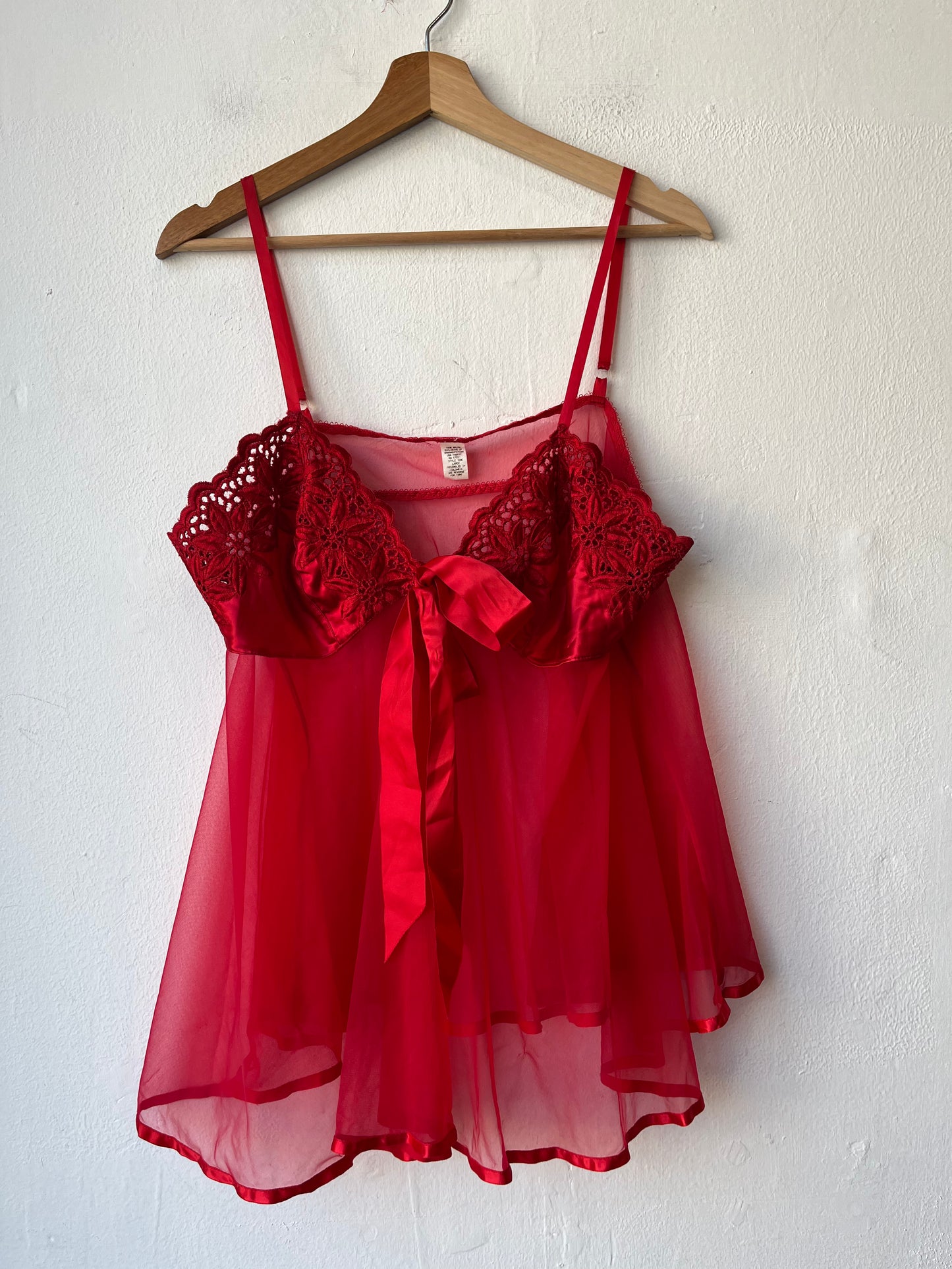90's Red Sheer Lingerie Top