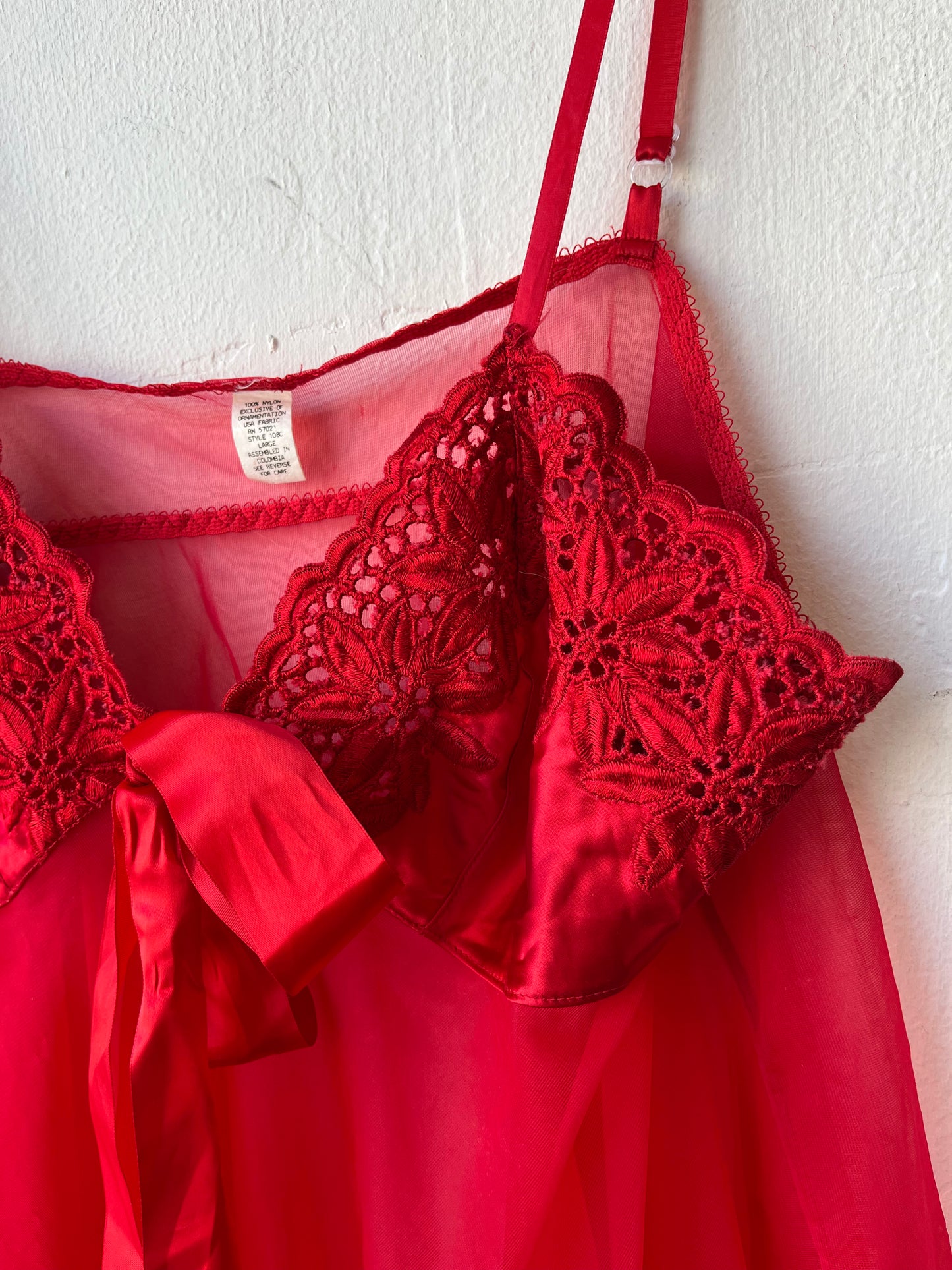 90's Red Sheer Lingerie Top