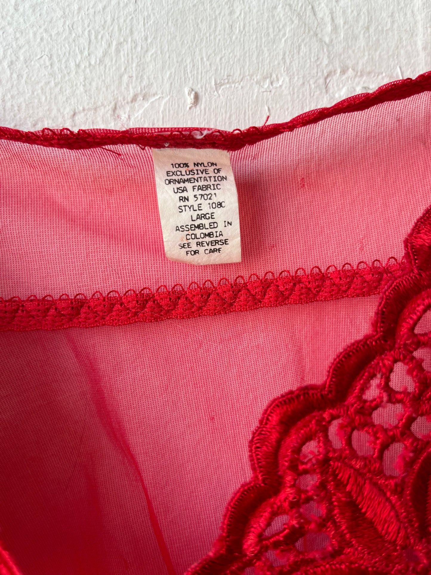 90's Red Sheer Lingerie Top