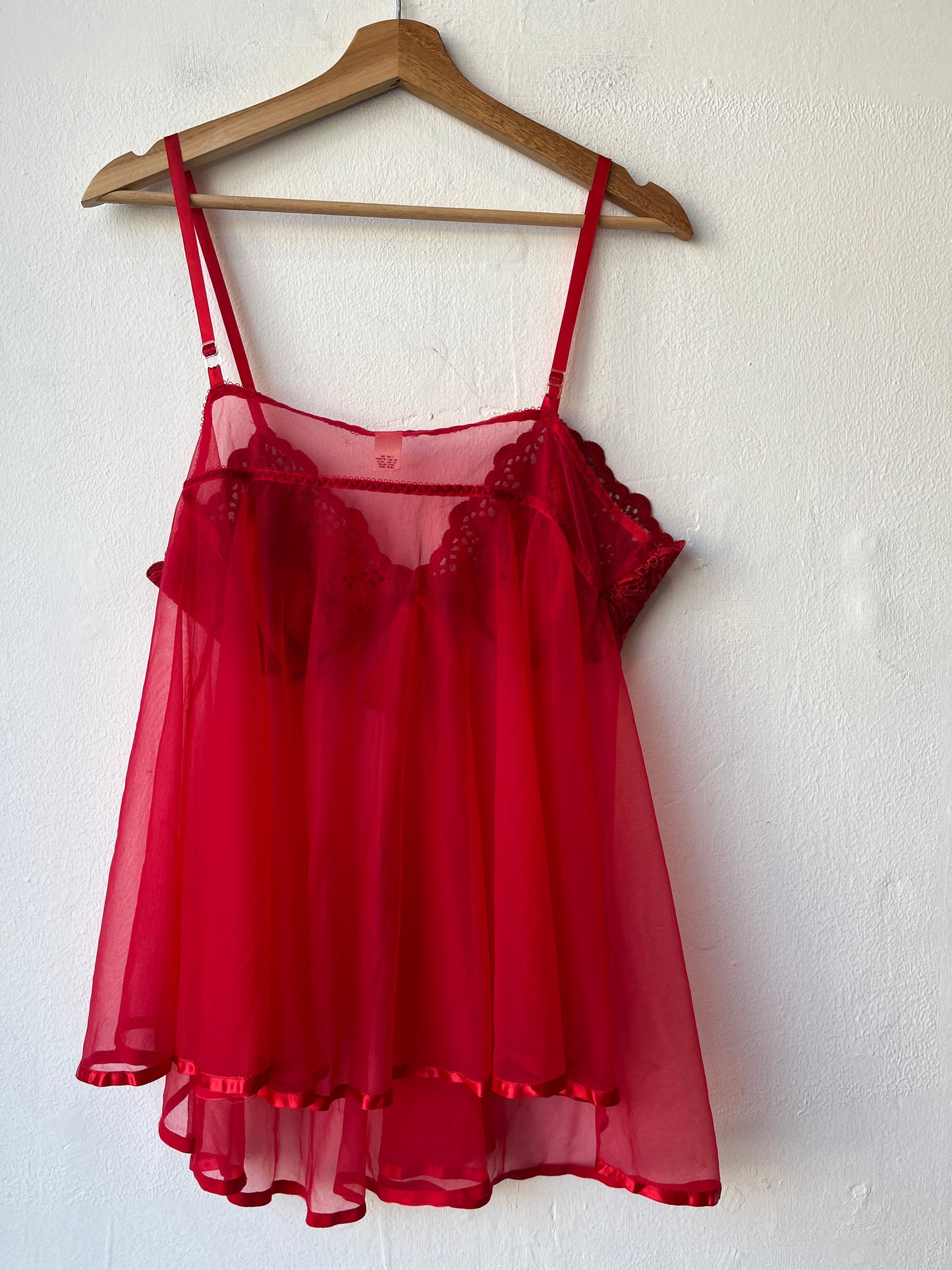 90's Red Sheer Lingerie Top
