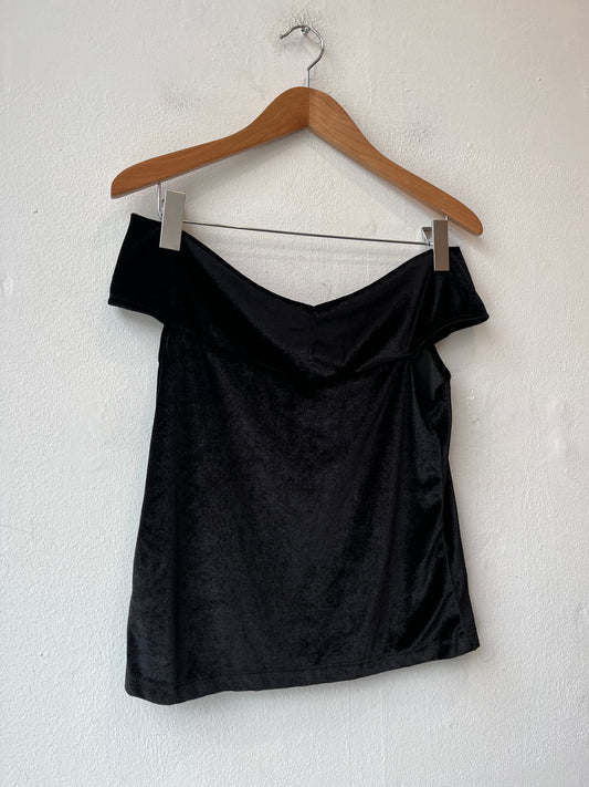 90's Velvet Off The Shoulder Top