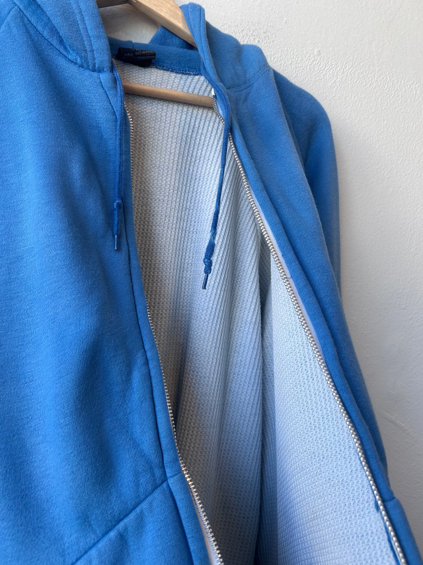 80's Blue Thermal Lined Hoodie