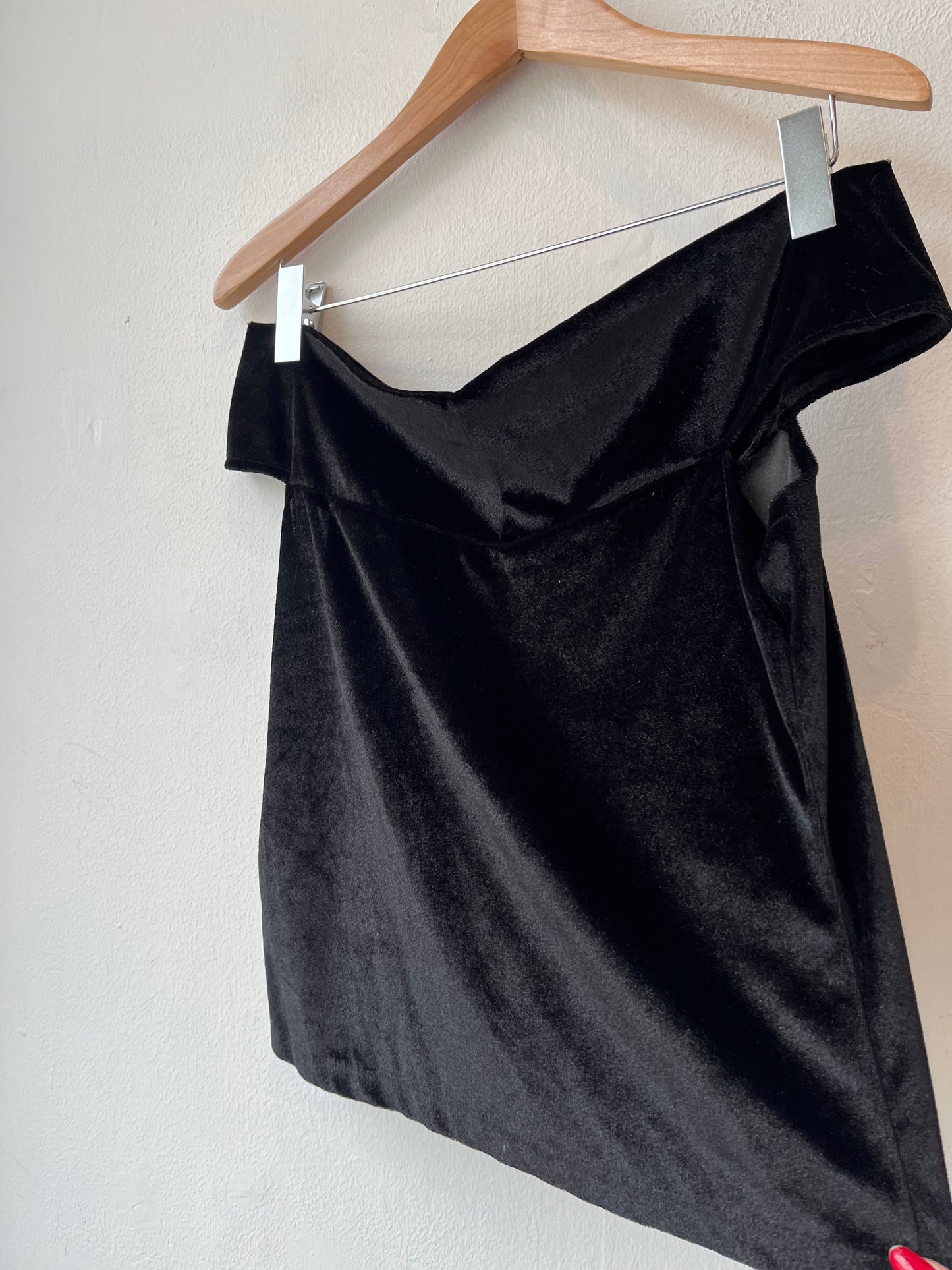 90's Velvet Off The Shoulder Top