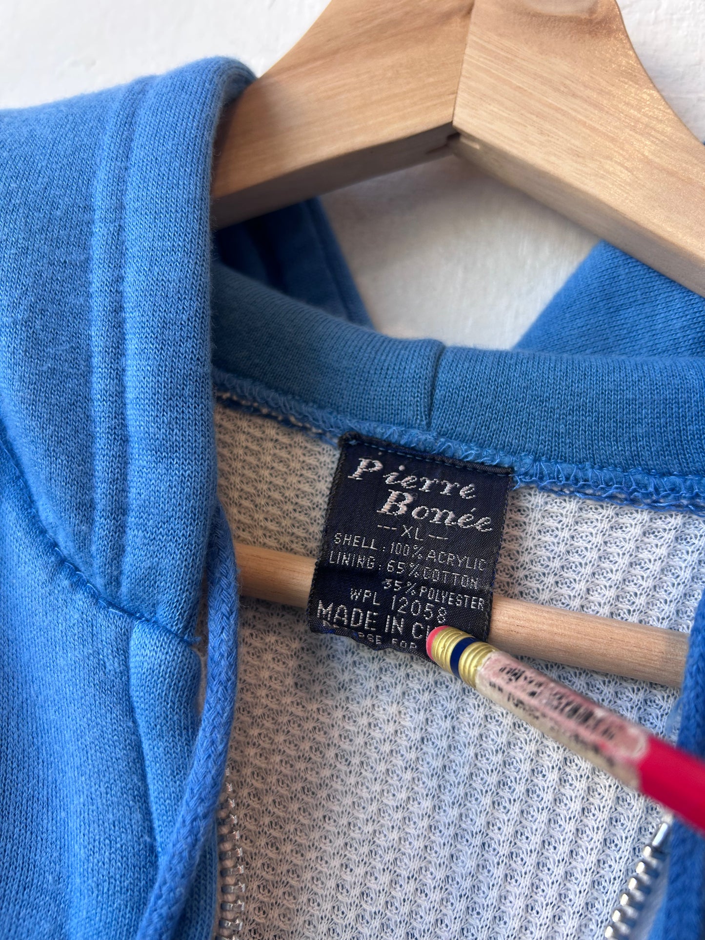 80's Blue Thermal Lined Hoodie