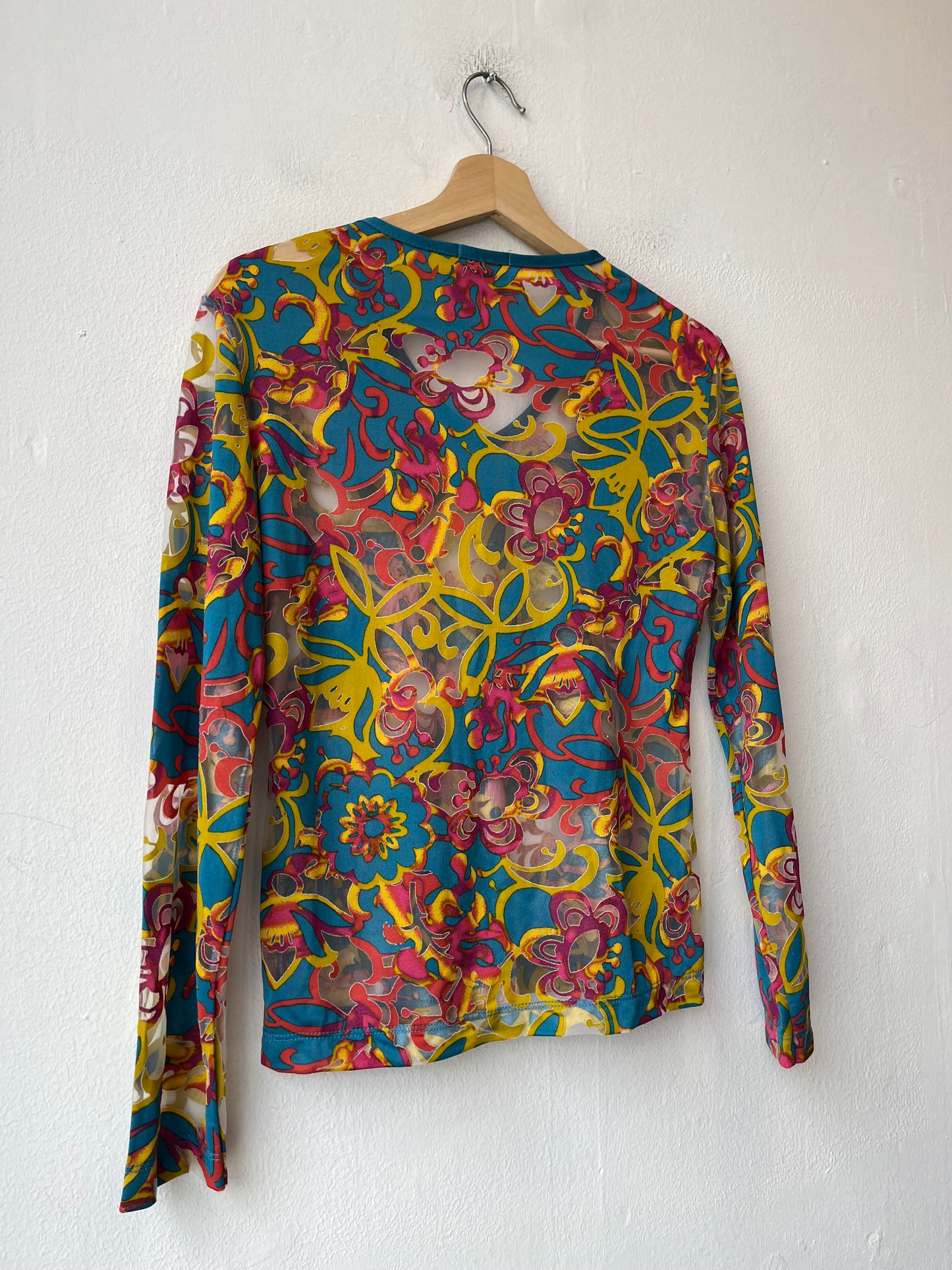 90's Multicolor Mesh Long Sleeve Top