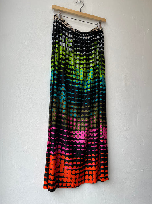 70's Circle Pattern Maxi Skirt 28"