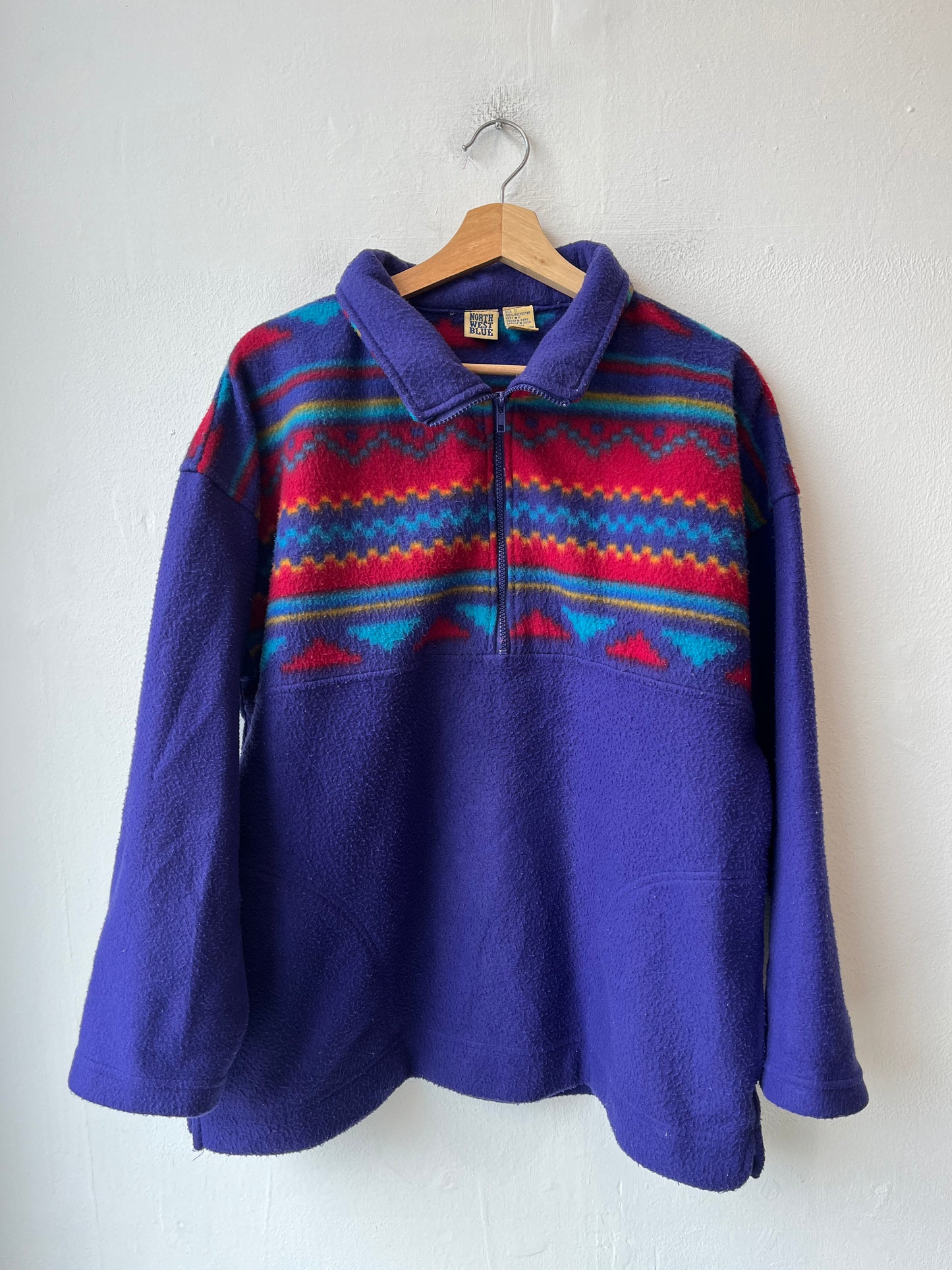 Y2K Pattern Half Zip Fleece Sweater