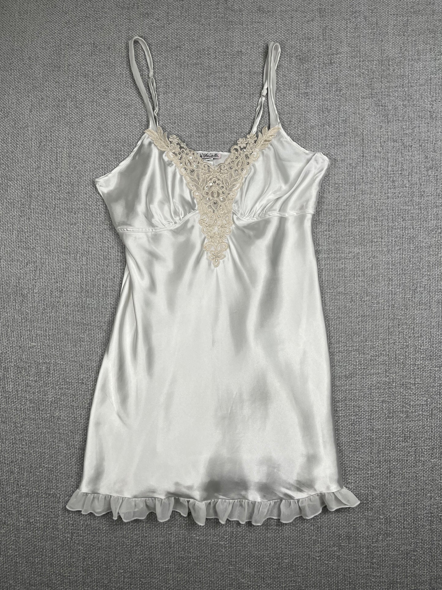 Y2K White Beaded Slip Dress