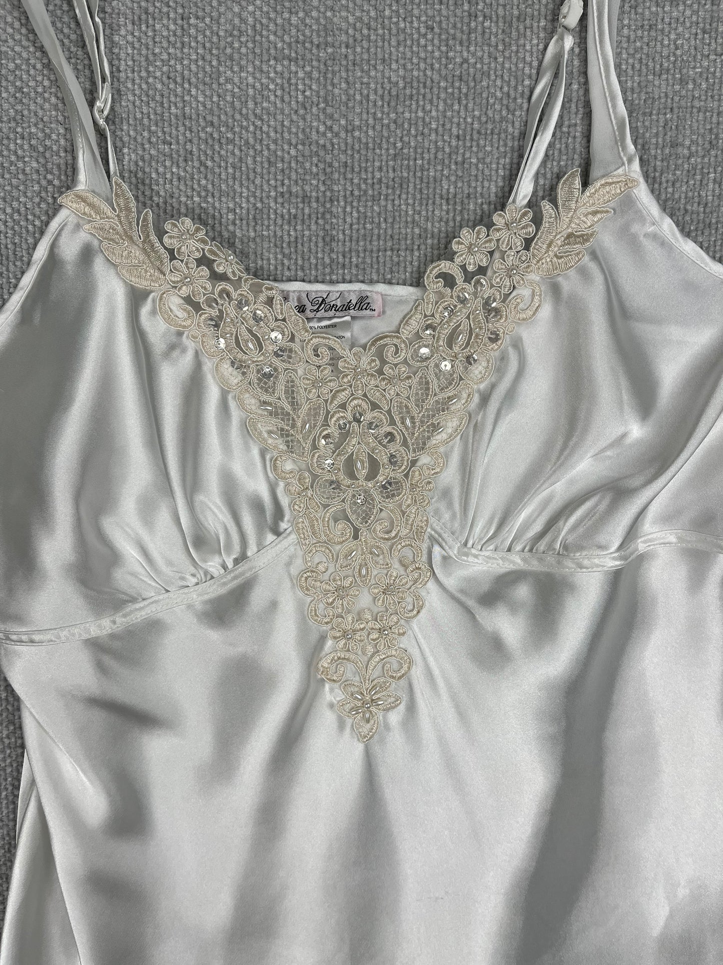 Y2K White Beaded Slip Dress