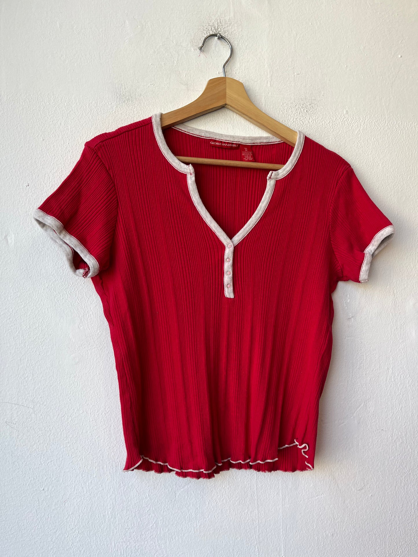 90's Red Henley Shirt