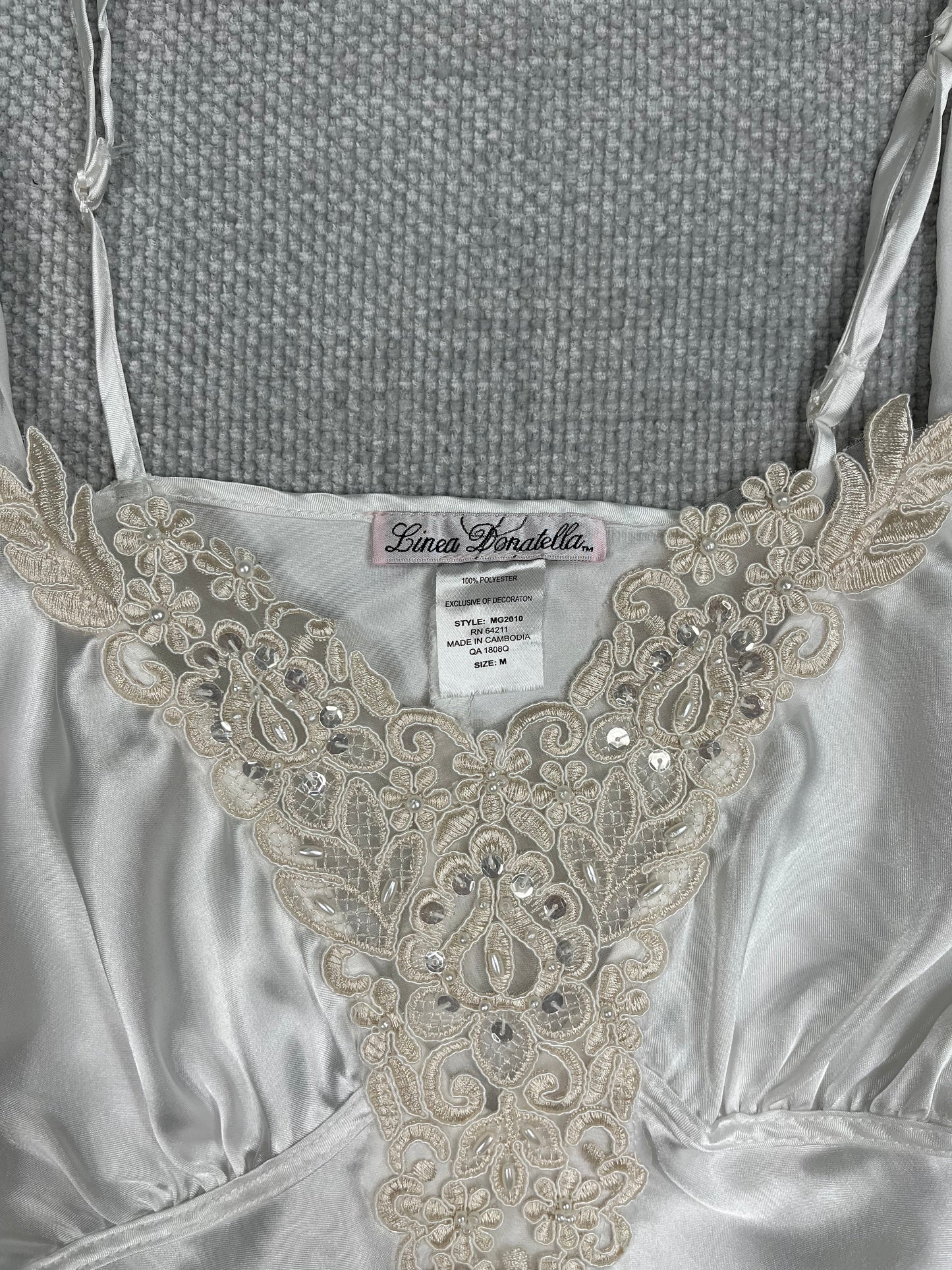 Y2K White Beaded Slip Dress