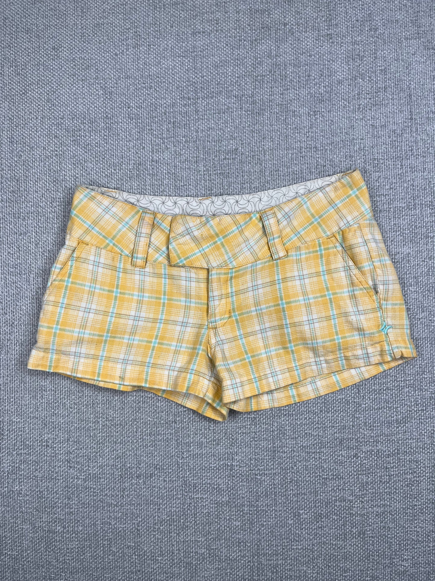 Y2K Hurley Plaid Mini Shorts 30"