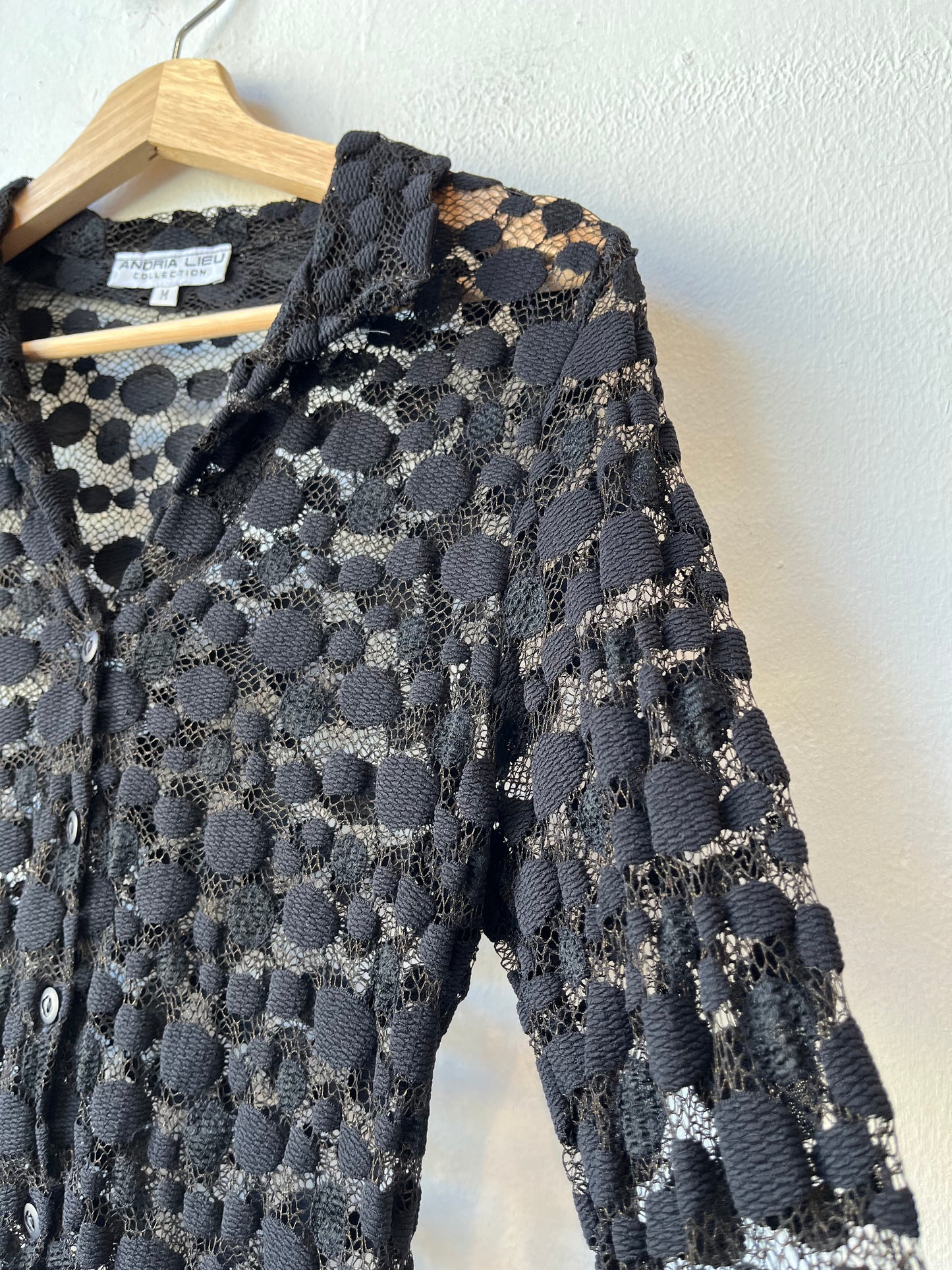 90's Polka Dot Mesh Button Up Top