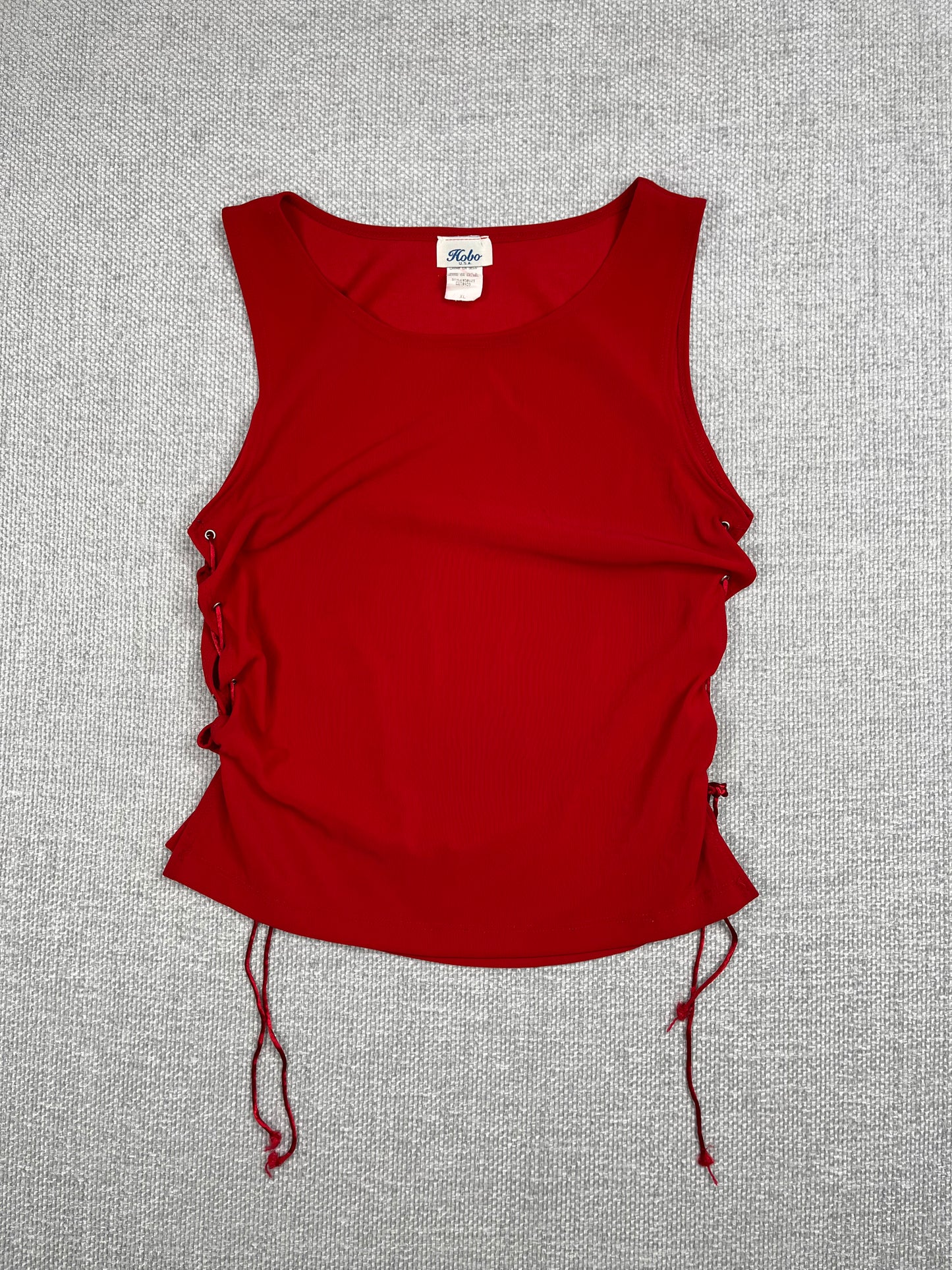 90's Red Lace Up Tank Top