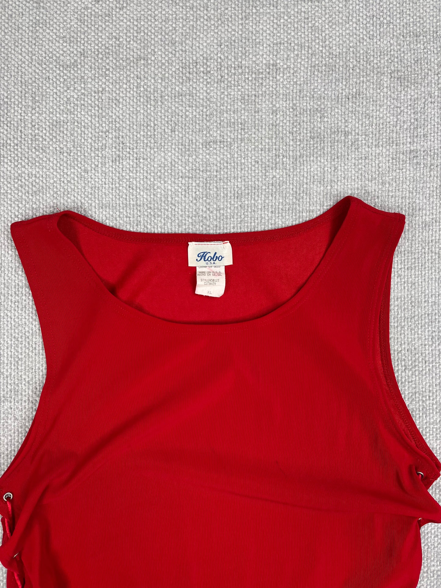 90's Red Lace Up Tank Top