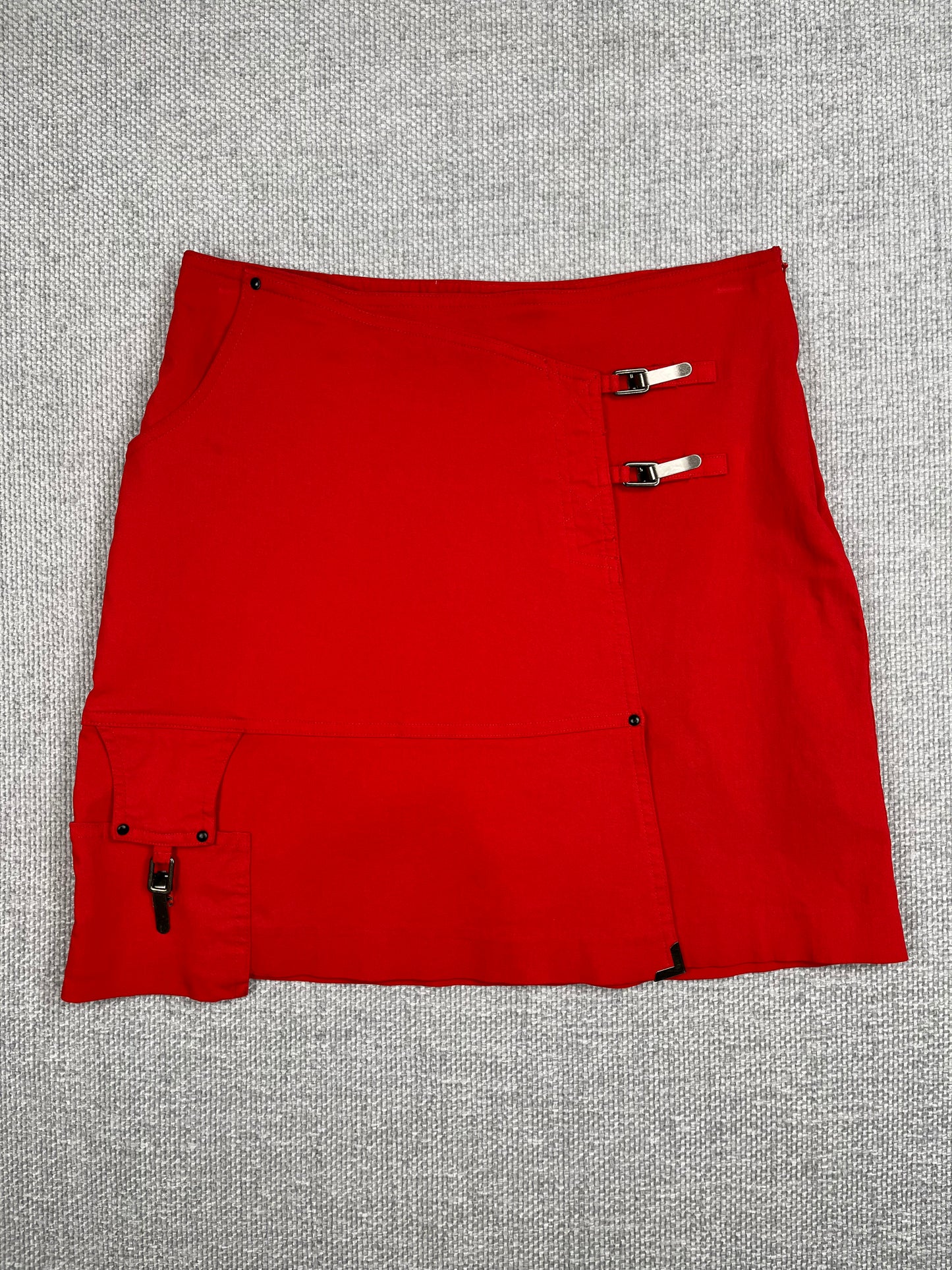 Y2K Red Utility Mini Skirt 27"