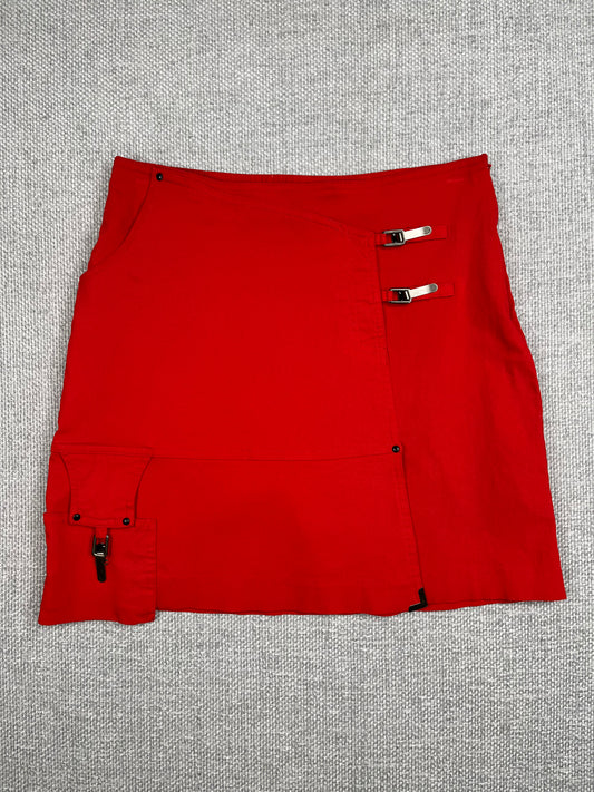 Y2K Red Utility Mini Skirt 27"