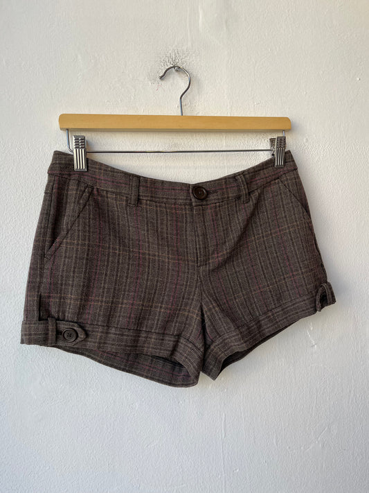 Y2K Brown Plaid Shorts 30"