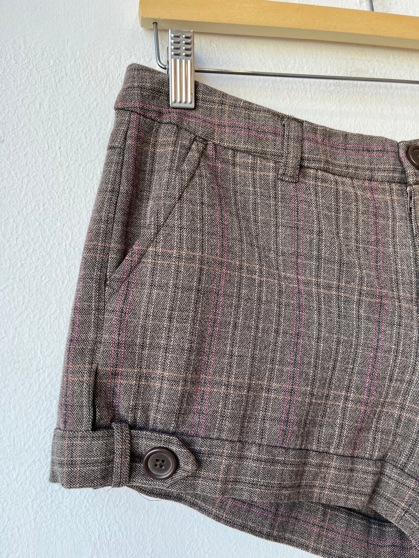 Y2K Brown Plaid Shorts 30"