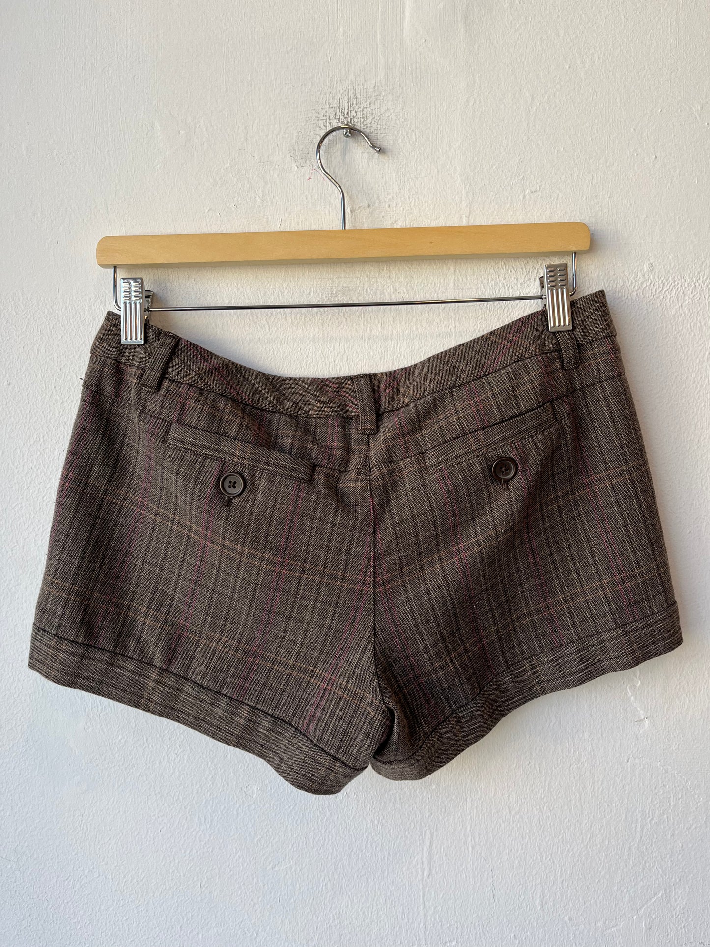 Y2K Brown Plaid Shorts 30"
