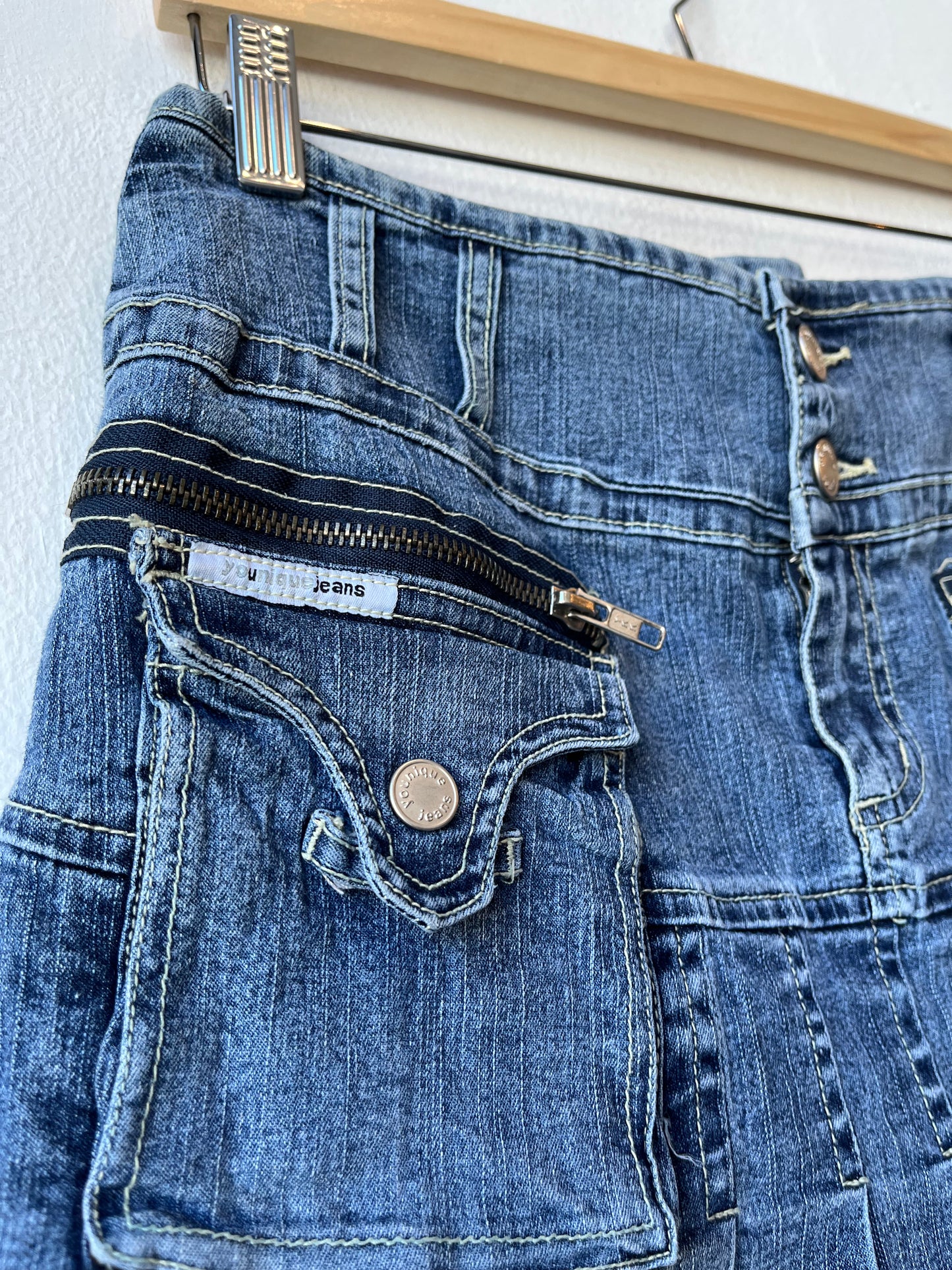 Y2K Pleated Denim Mini Skirt 30"
