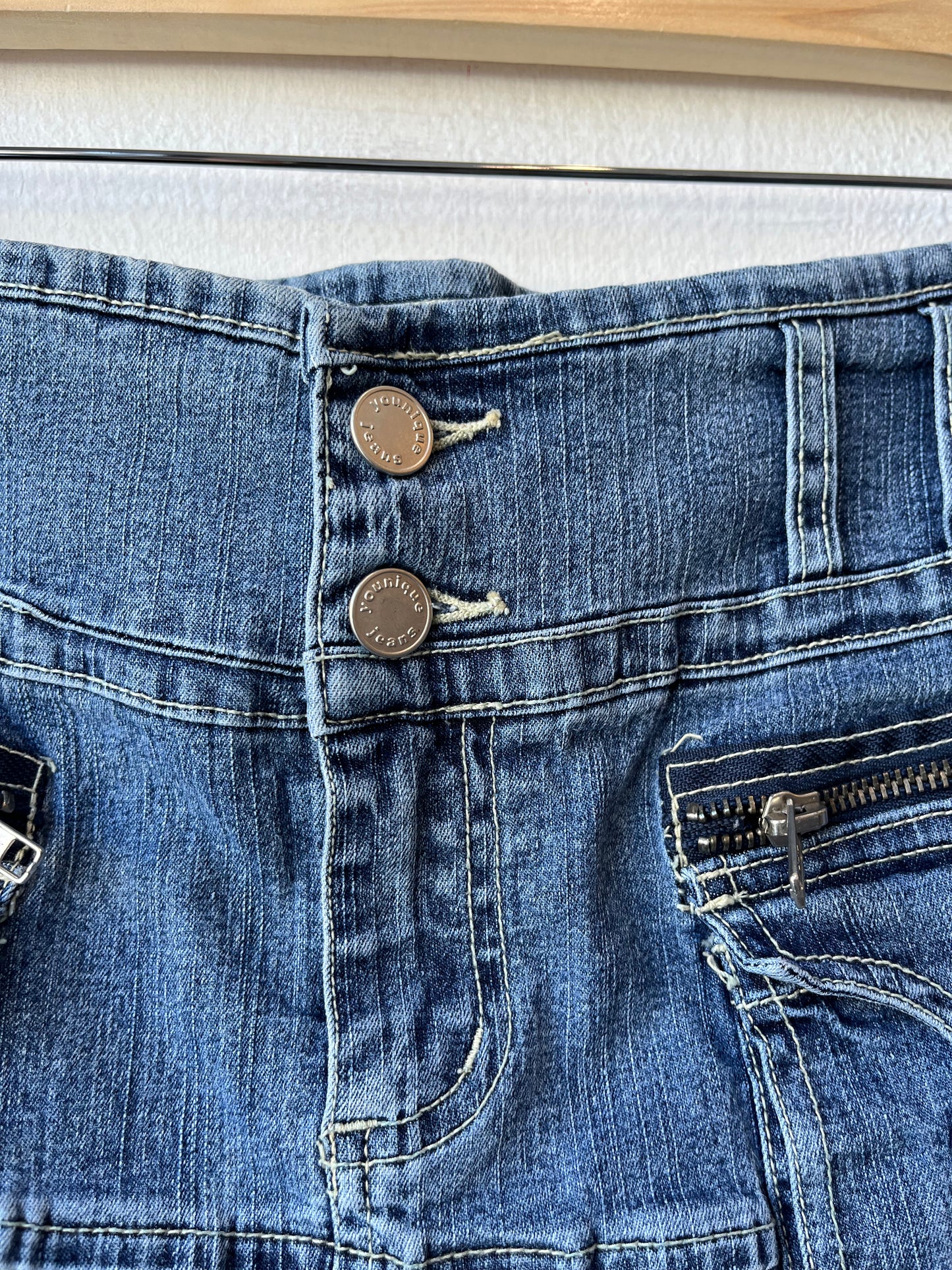 Y2K Pleated Denim Mini Skirt 30"