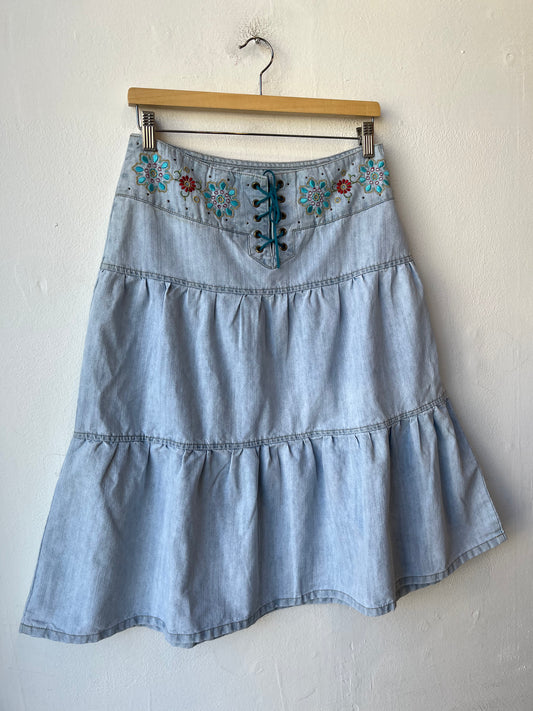Y2K Zana Di Tiered Denim Skirt 30"
