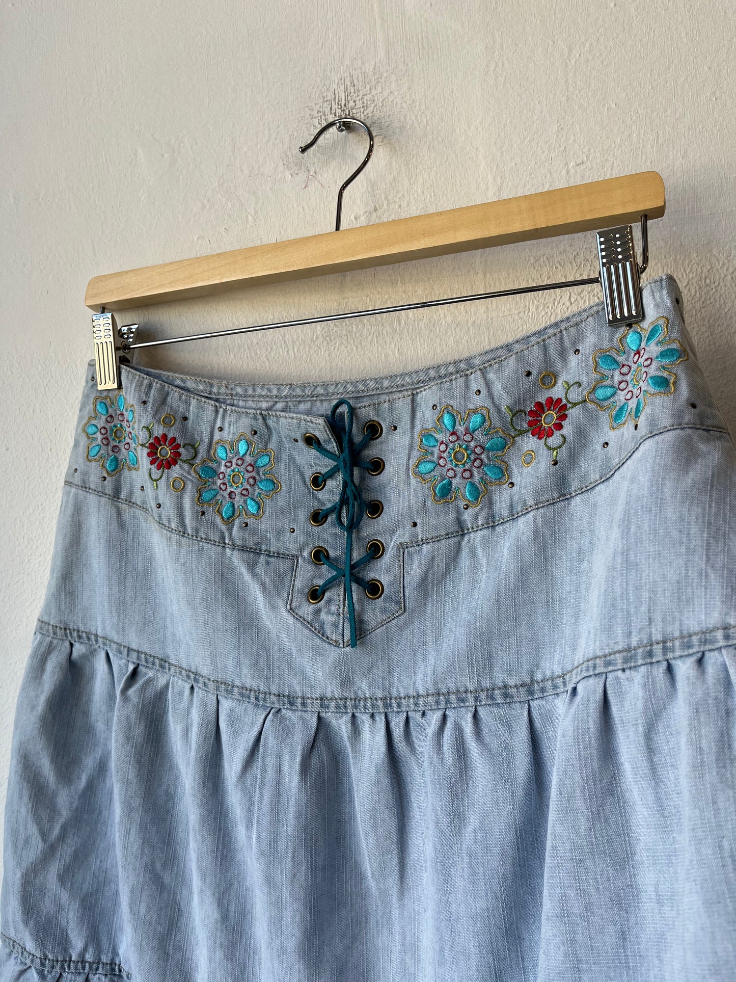 Y2K Zana Di Tiered Denim Skirt 30"