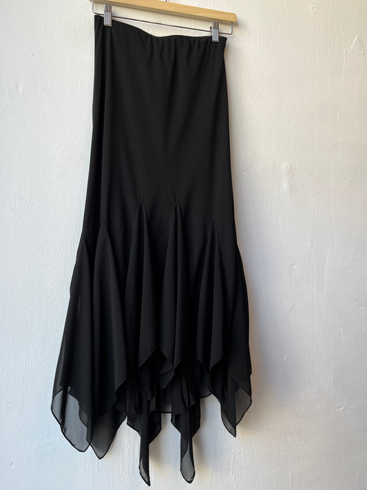 90's Asymmetrical Black Skirt 26-33"