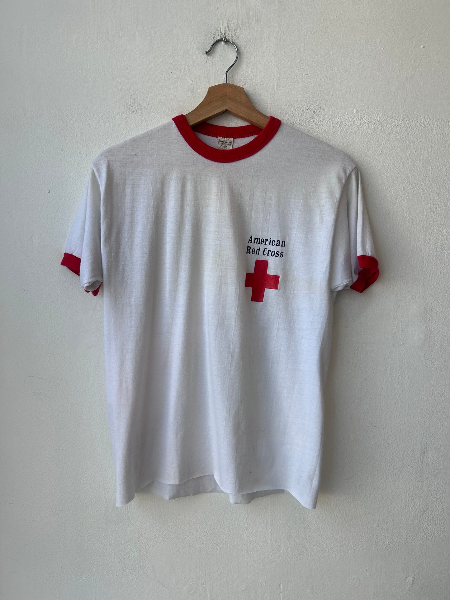 80's Red Cross Ringer Shirt