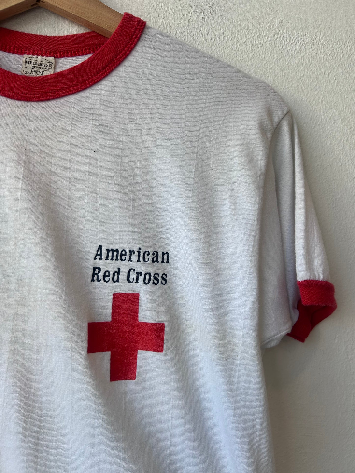 80's Red Cross Ringer Shirt