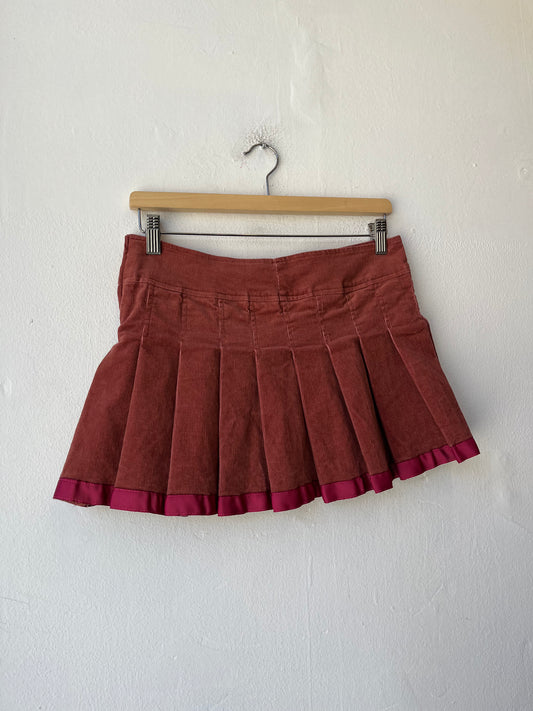 Y2K Pleated Corduroy Mini Skirt 28"
