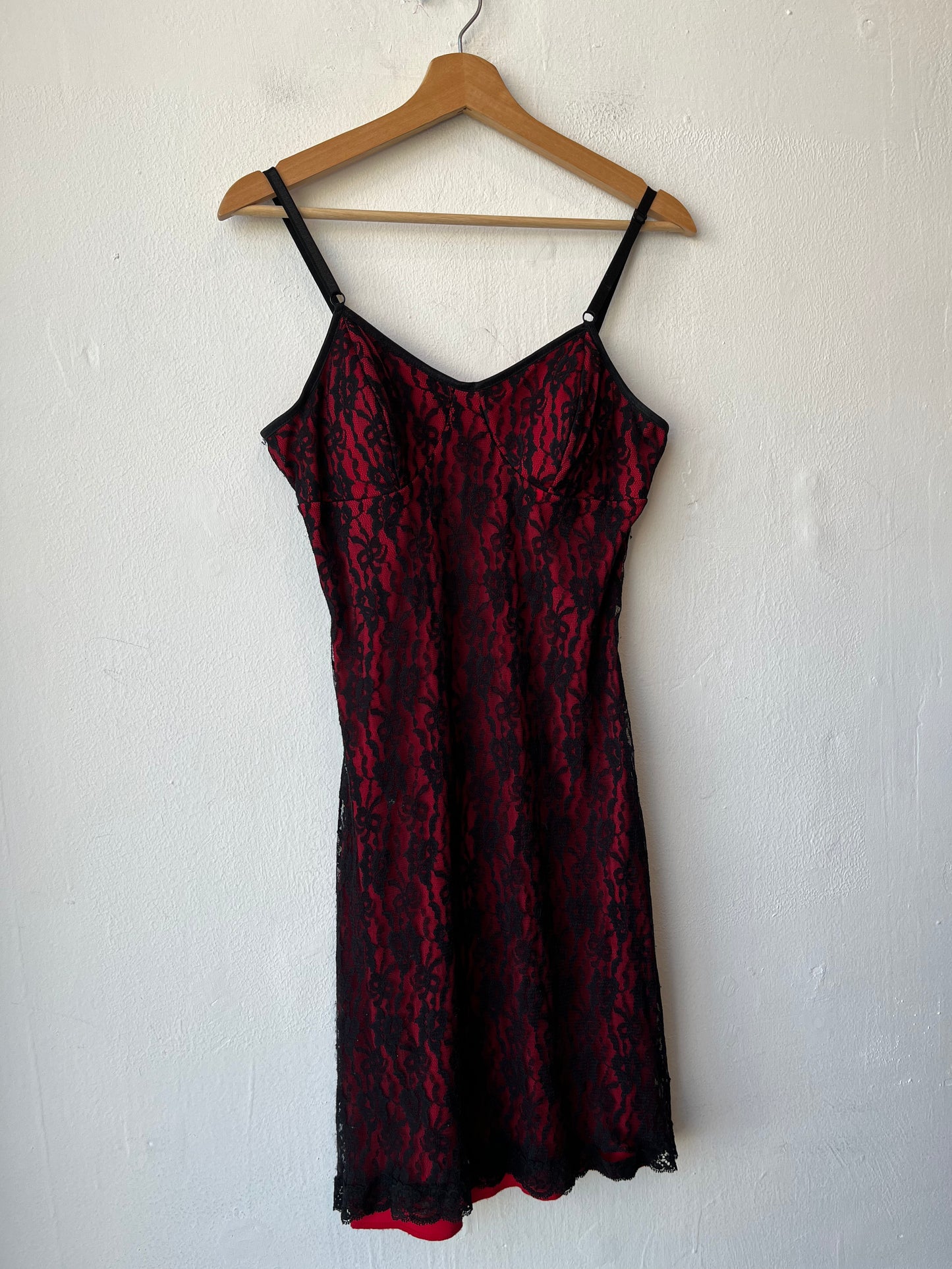 90's Red/ Black Lace Dress