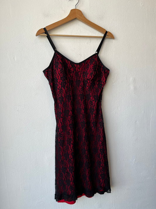 90's Red/ Black Lace Dress