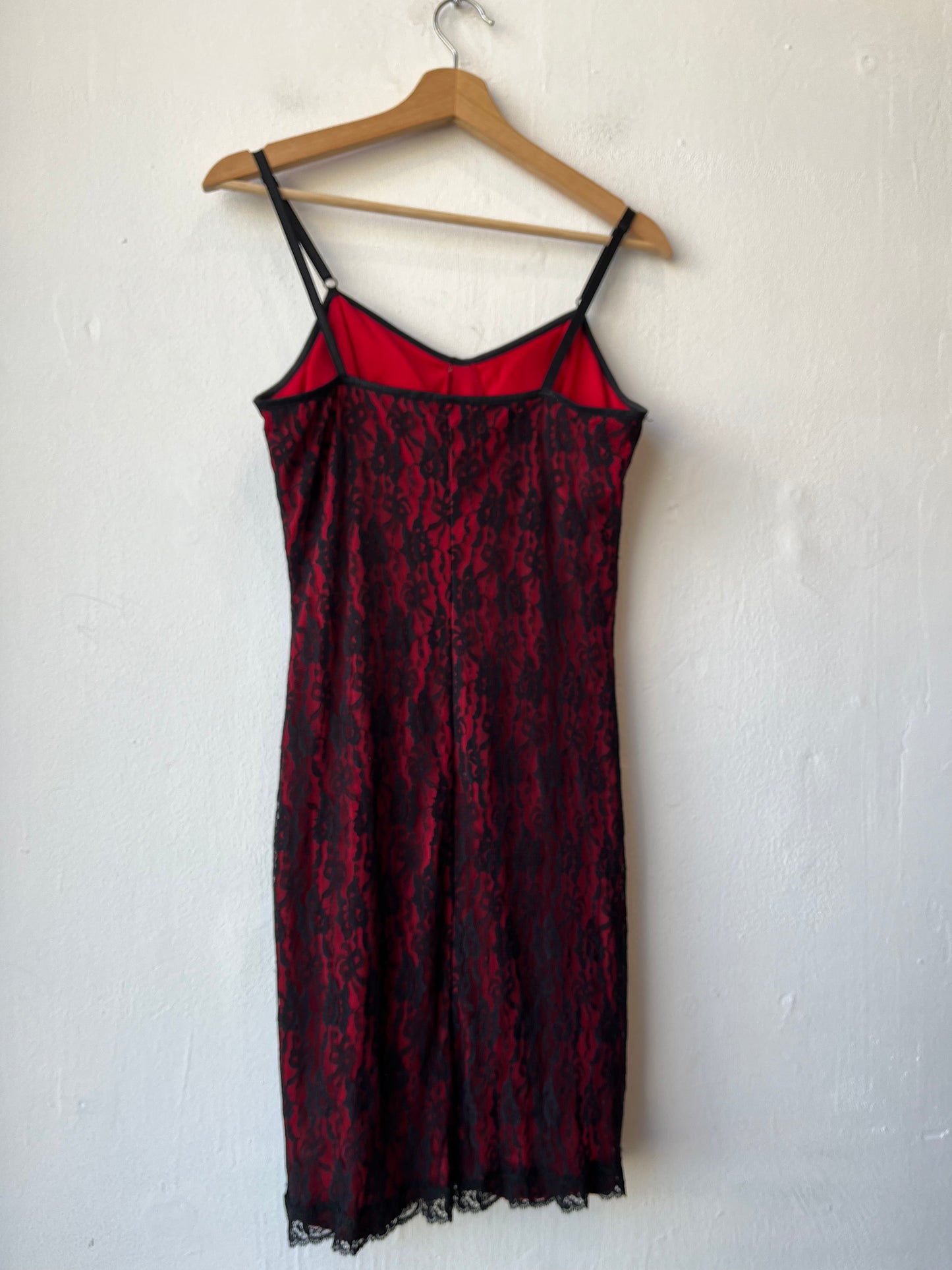 90's Red/ Black Lace Dress