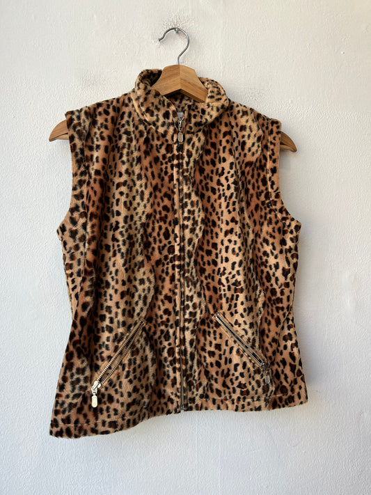 Y2K Cheetah Zip Up Vest