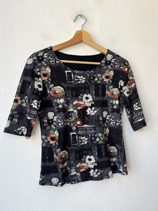 90's 1/4 Sleeve Floral Top