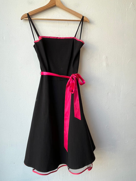 90's Pink+Black Midi Dress