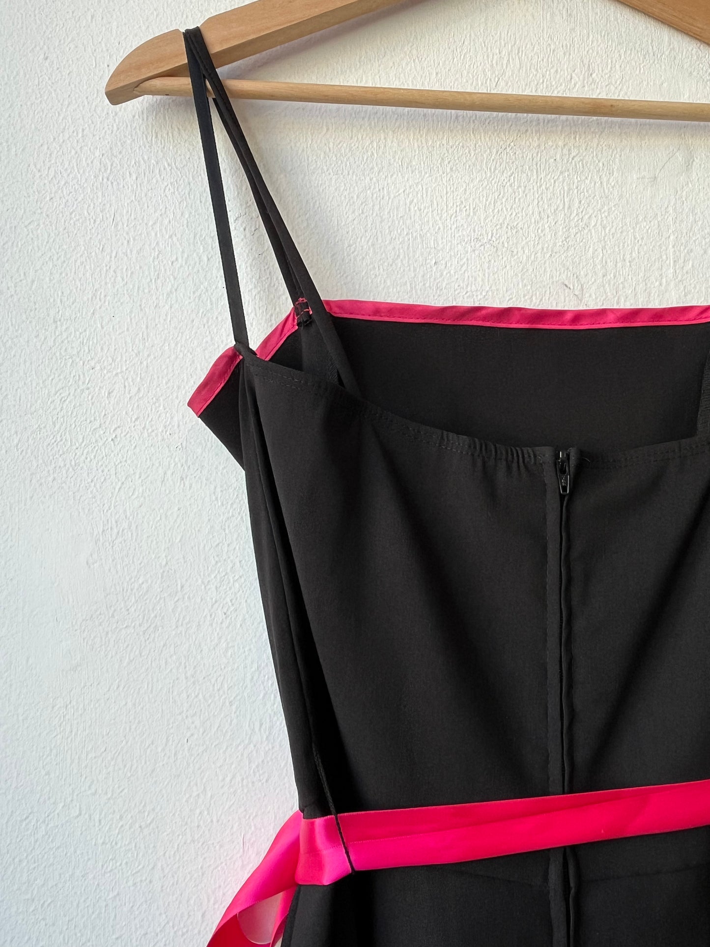 90's Pink+Black Midi Dress