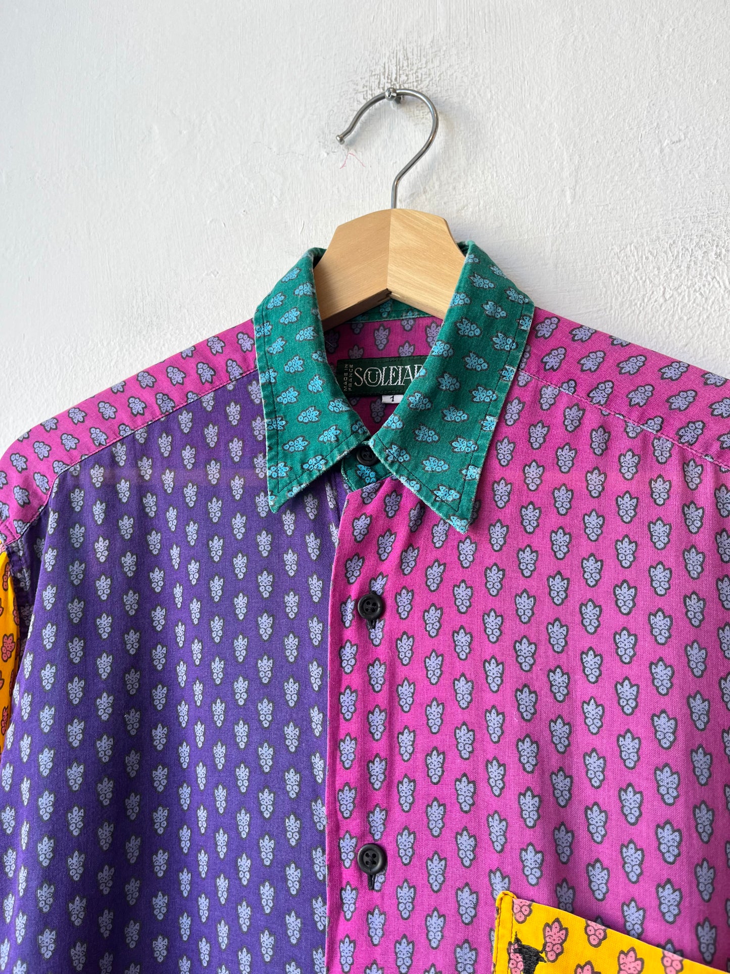 90's Silk Color Block Button Up Shirt