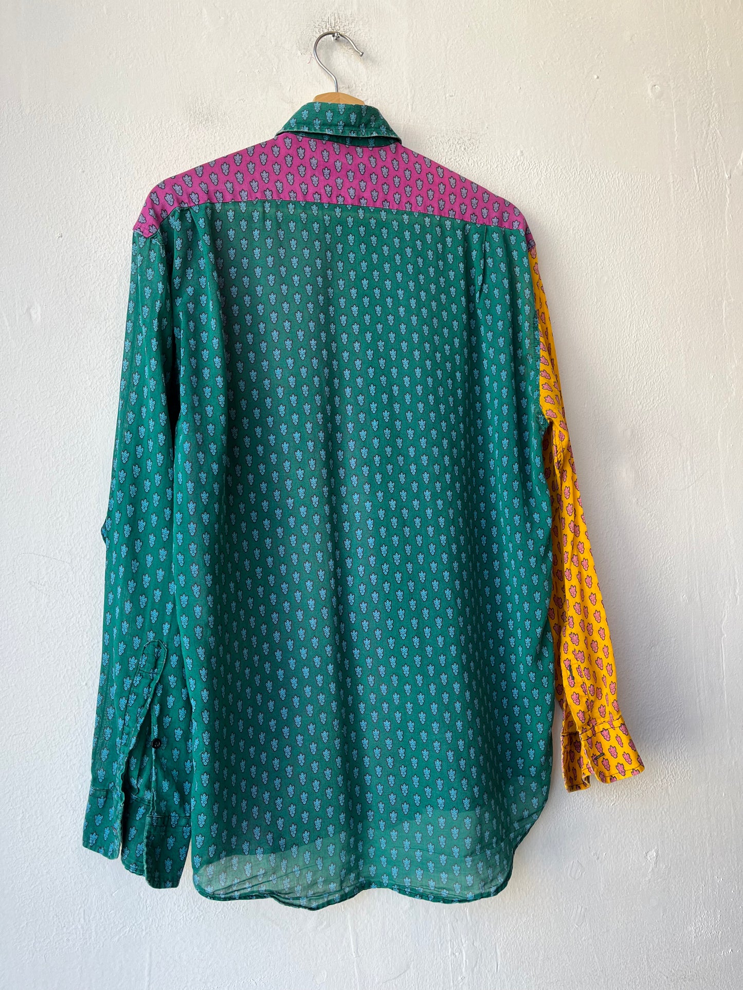 90's Silk Color Block Button Up Shirt