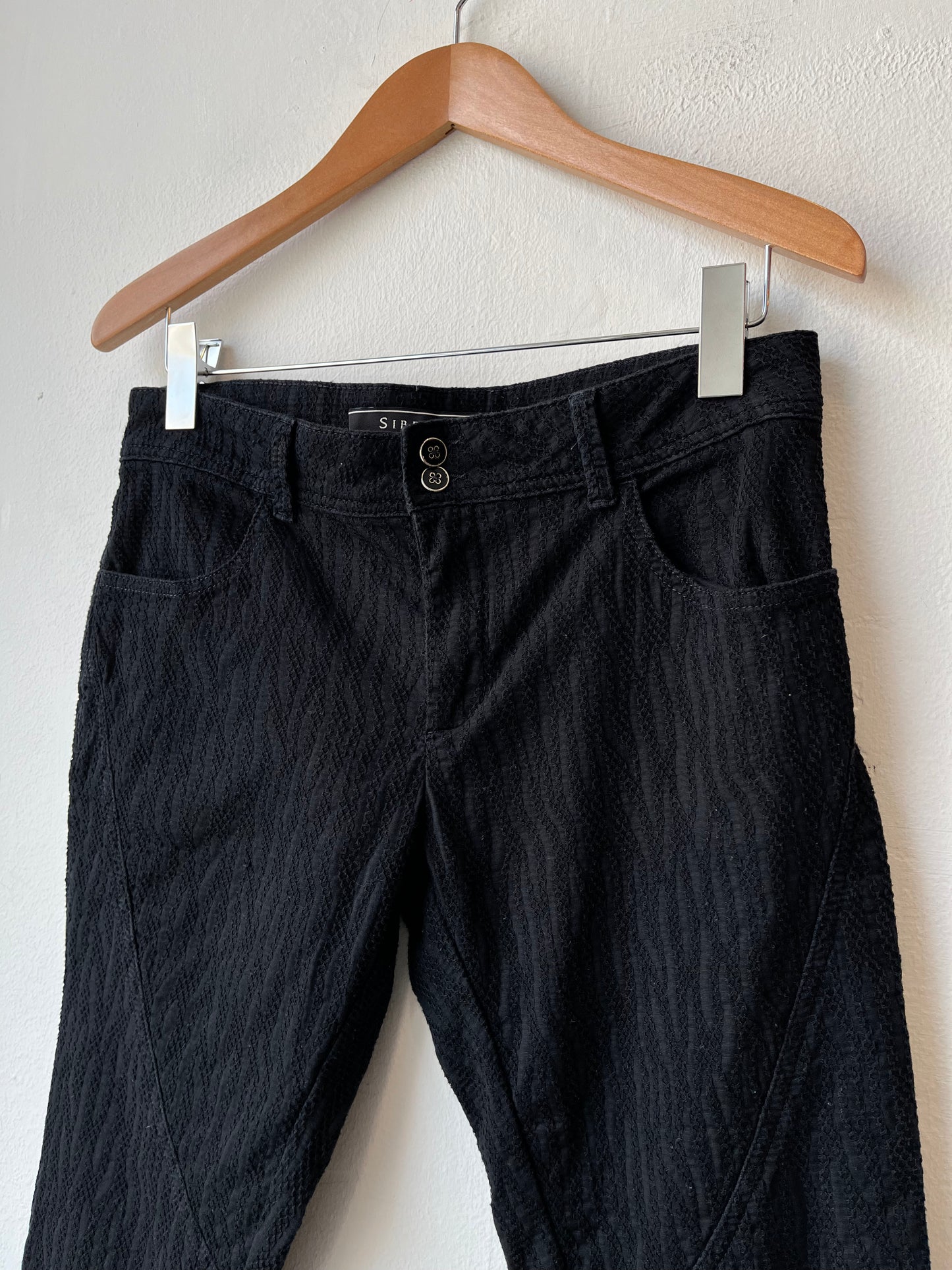 Y2K Black Textured Low Rise Pants 32"