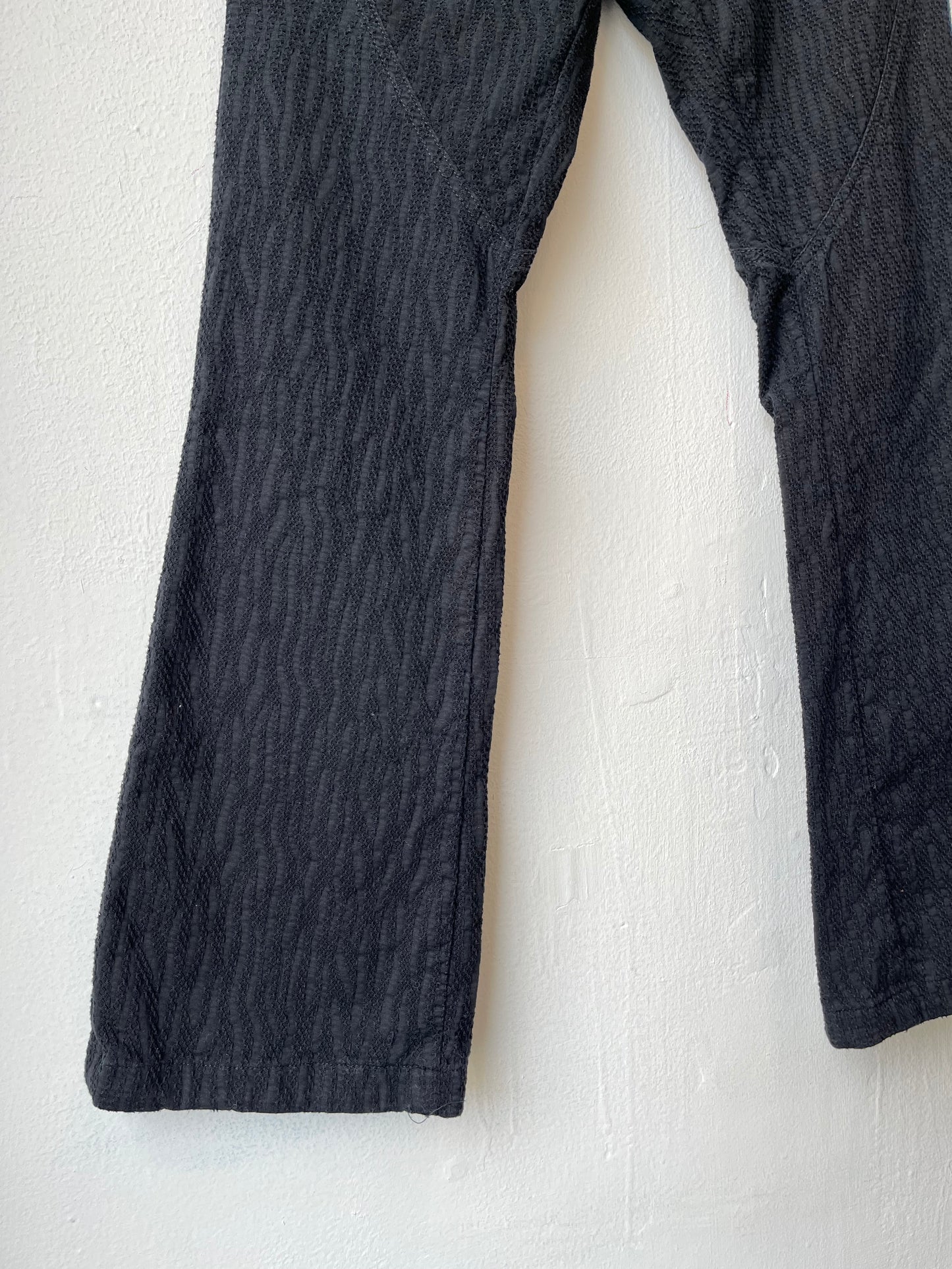 Y2K Black Textured Low Rise Pants 32"