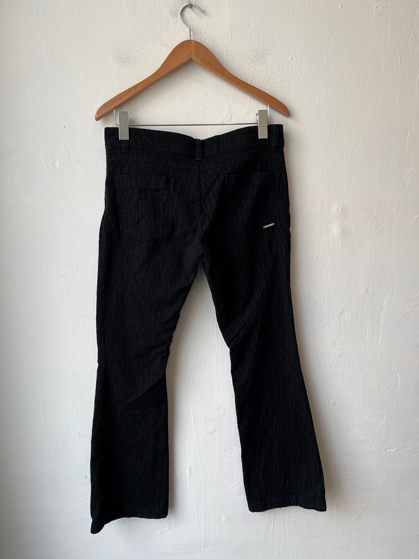 Y2K Black Textured Low Rise Pants 32"